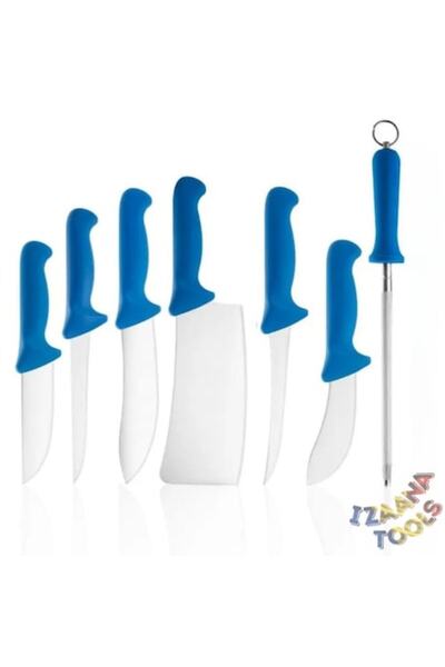 oemco Professional Butchery Knife Set, 6 Knives + Sharpening Tool, Including Carrying Case