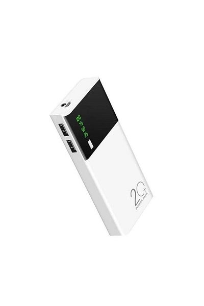 OEM Baterie externa 20000mAh Fast Charge cu 2 porturi USB Alb