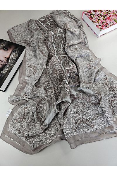 Webinay Home Voile Silk Shawl Ethnic Pattern Silk Scarfs Hijab Silk Shawl