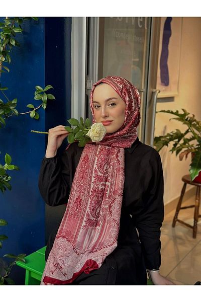 Webinay Home Voile Silk Shawl Ethnic Pattern Silk Scarfs Hijab Silk Shawl