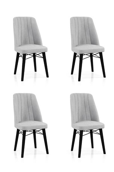 Desire Babyface Berlin Chair Set, 4 pcs Package, dining, kitchen, wooden legs Black