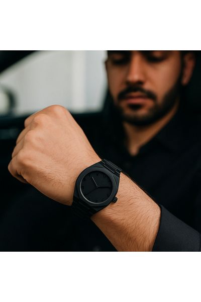 Perla Arabic Numerals Watch with Black Carbon Strap