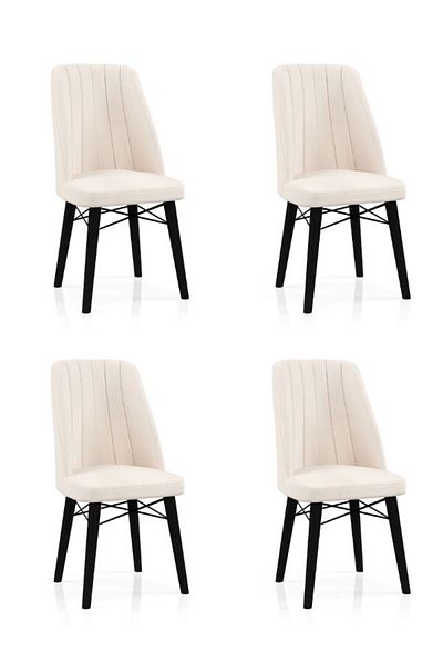 Desire Babyface Berlin Chair Set, 4 pcs Package, dining, kitchen, wooden legs Black