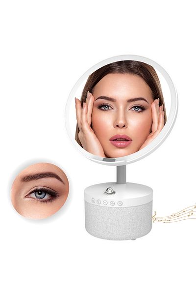 VisionHub Cosmetic mirror with LED lighting for makeup, with Bluetooth speaker, 15W Wireless phone charger,RGB