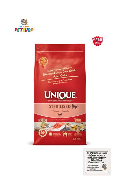 Unique TOM&JERRYPETSHOP-Kısırlaştırılmış veya Kilolu Kediler için Somonlu 1.5 Kg Premium Kedi Maması