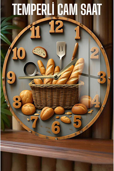 kutuTR Mutfağınıza Lezzet Katan Şıklık! 3D Görünümlü Temperli Cam Saat – 33 cm CSDW146
