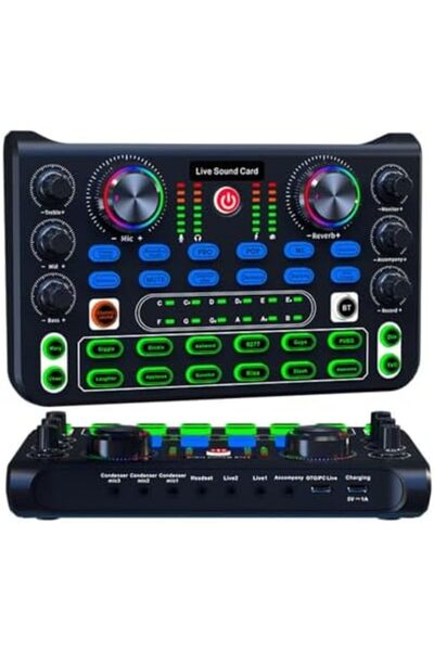 Shopi Sound Mixer Board, DJ Mixer Effects Voice Changer Bluetooth Noise Reduction, Portable Audio Interfac