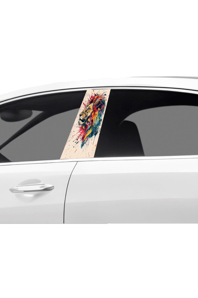 Çağlayan Reklam غطاء عمود باب السيارة بنمط الأسد (مجموعة اليمين واليسار) (قطع...