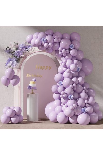 Content Capital Pastel Purple Party Balloons in Various Sizes (18"/12"/10"/5") - Long Lasting Latex Balloons for Bir