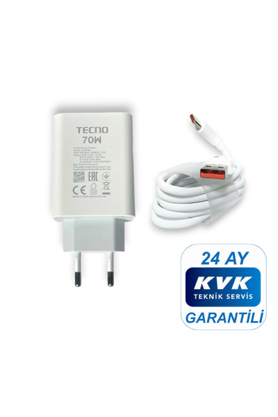 TECNO 70 (WATT) Hızlı Şarj Aleti Adaptörü Kablo Seti %100 Orıjinal ( KVK Teknik Servis Garantili )