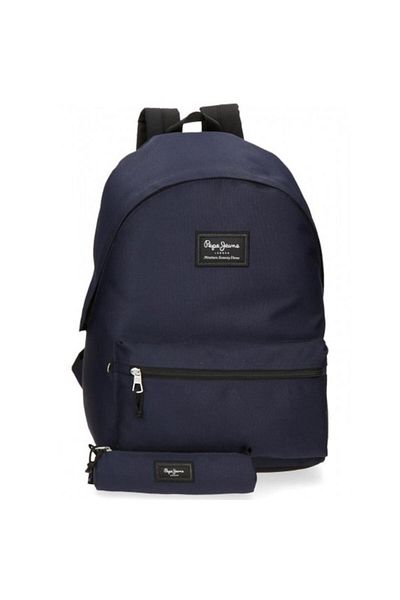 Pepe Jeans London Pepe Jeans Aris laptop backpack + pencil case navy blue, 31x44x15 cm