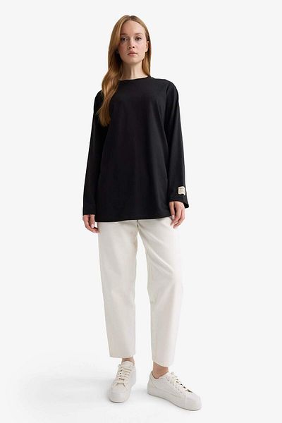 DeFacto Regular Fit Crew Neck Basic Plain Long Sleeve Tunic F0128Ax25Au