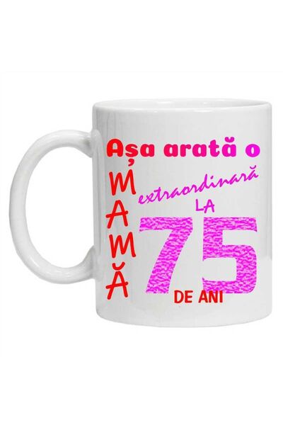 CRD PRINT Cana inscriptionata cu textul 'Asa arata o mama extraordinara', 75, alba, 330ml, CRD PRINT