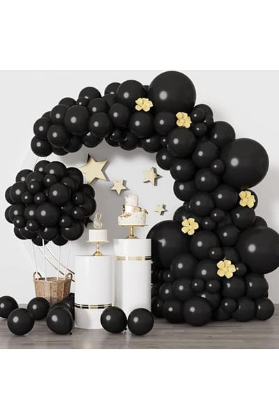 Contento De Semrik Black Balloon Arch Kit, 129 Pieces Latex Balloons for Birthdays, Graduation, and Wedding Decorations