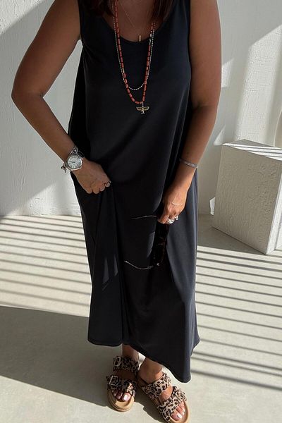 ELVAN TOLON Anthracite Modal Dress
