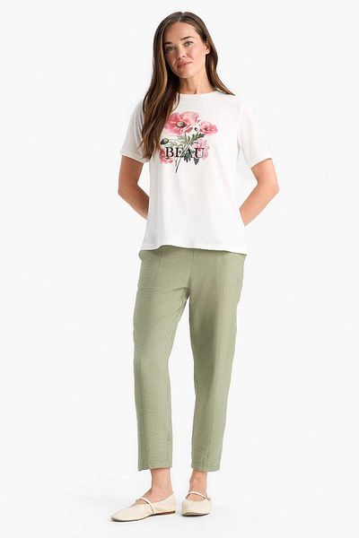 DeFacto Elastic Waist Lace-Up Basic Straight Leg Jogger Pants D2573Ax25Sp
