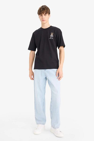 DeFacto Boxy Fit Crew Neck Animal Print Short Sleeve T-Shirt E9335Ax25Au