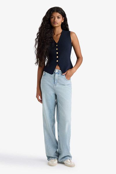 DeFacto Fitted V-Neck Buttoned Knitwear Vest G1164Ax25Au