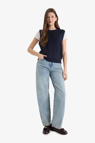 DeFacto Oversize Wide Fit Crew Neck Sweater S0375Az25Wn