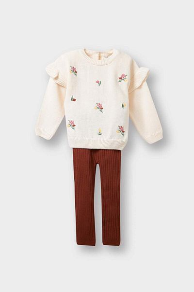 DeFacto Baby Girl 2 Piece Set Floral Patterned Sweatshirt Leggings F2661A525Wn