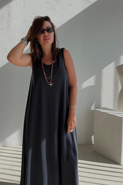 ELVAN TOLON Anthracite Modal Dress