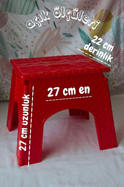 saral plastik Katlanabilir Tabure Küçük Boy Kırmızı Renk Taşınabilir Piknik Taburesi,Mutfak Taburesi,Kamp Taburesi