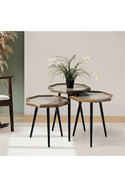 Home Box مجموعة طاولات مايلز المثمنة - مجموعة من 3 قطع