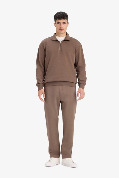 DeFacto Regular Fit Stand Collar Half Zipper Basic Plain Thick Sweatshirt X7405Az25Au