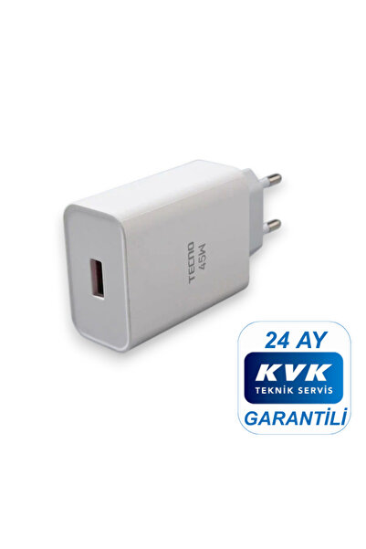 TECNO 45 (WATT) Hızlı Şarj Aleti Adaptörü Kablo Seti %100 Orıjinal ( KVK Teknik Servis Garantili )