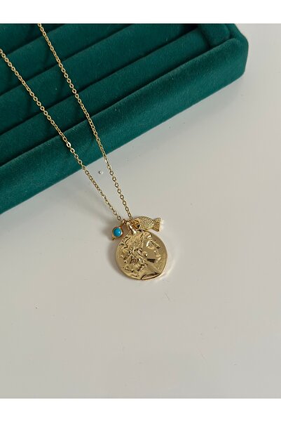 MİOSA Antik Tasarım Balıklı Charm Çelik Şans Kolyesi