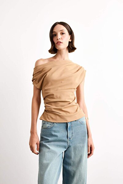 DeFacto Fitted Basic Plain One Shoulder Blouse F8993Ax25Sm