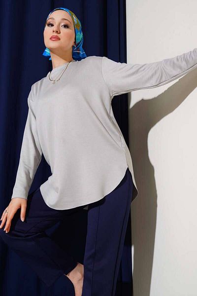 BYKUZEYARAS Women's Premium Modal Fabric Oval Cut Basic Blouse