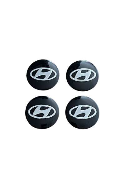 MAF Set 4 Embleme Autocolante Hyundai Negre Aluminiu Adeziv 56mm