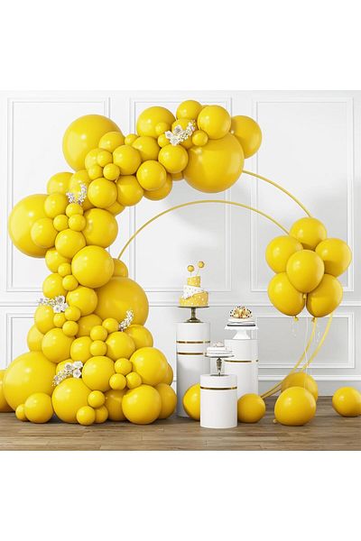 RUBFAC Yellow Balloons Assorted Sizes 105 Pieces