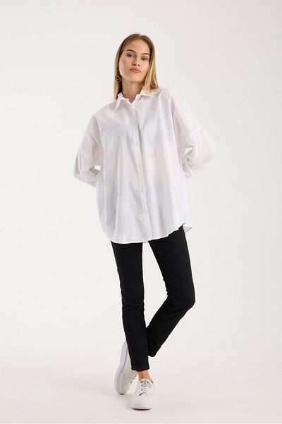 Reji Patterned Printed Voile Loose Oversize Shirt