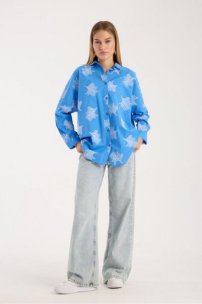 Reji Patterned Printed Voile Loose Oversize Shirt