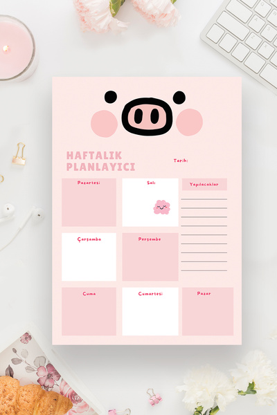 shop Pink 2-Piece A4 & A5 Notepad, Memo Pad, Note Paper, Notepad, Check List, School Notebook with Pig Pattern