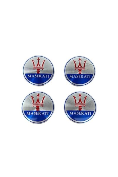 MAF Set 4 embleme autocolante Maserati din aluminiu 56mm pentru capace de jante
