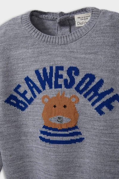 DeFacto Baby Boy Crew Neck Bear Printed Sweater F2584A525Au