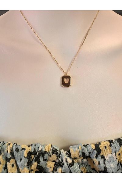 Uno Di Famiglia Enamel Heart Necklace, Elegant Necklace, Minimalist Necklace