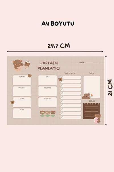 shop Teddy Bear Patterned 2-Piece A4 Horizontal & A5 Notepad, Memo Pad, Notepad, Check List, School Notebook, Planner