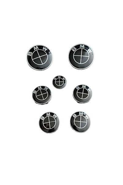 MAF Set Complet 7 Embleme Logo Compatibile BMW capota/portbagaj 82 mm, capace jante 56mm, sigla volan 44