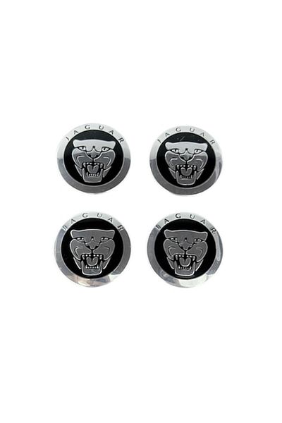 MAF Set 4 embleme stickere Jaguar, Maf, aluminiu, 56mm, Argintiu/Negru