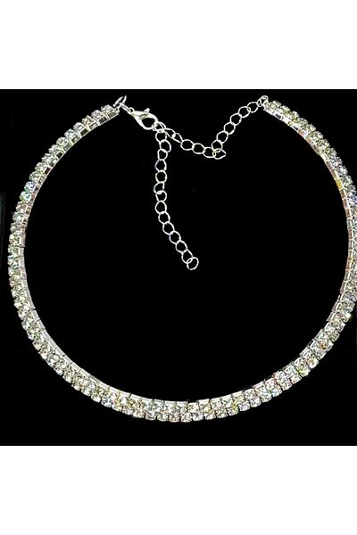 FY FashionForYou XEY second-hand necklace, with shiny rhinestones and adjustable closure, 2R