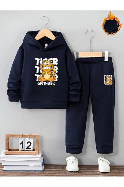 makiteks Winter Girl Boy Tracksuit Set 5 6 7 8 9 10 11 12 Years Cat