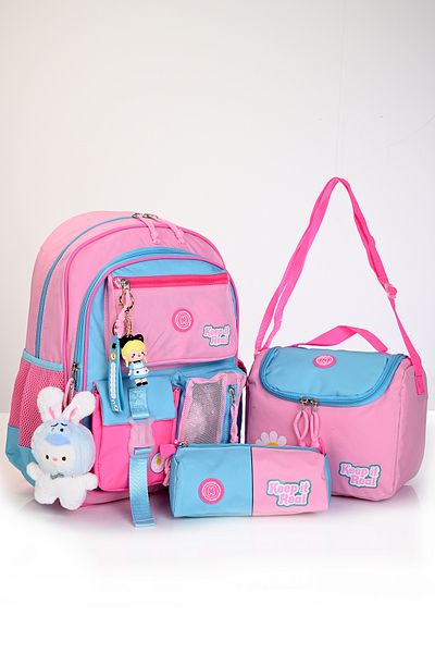 MUGGLE Mu-5941 Daisy Patterned School Bag Set of 3 – Backpack, Lunchbox and Pen Holder