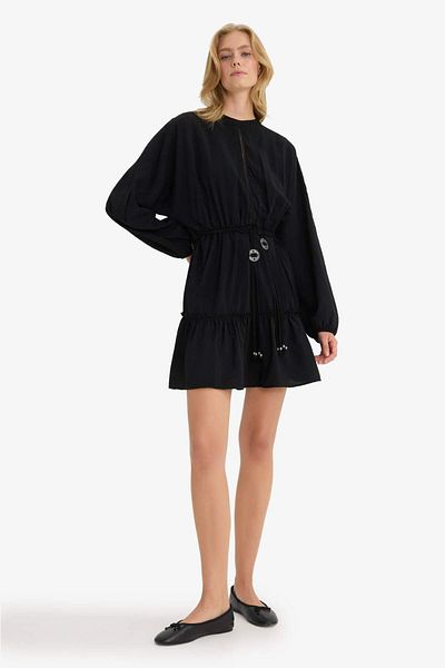 DeFacto Crew Neck Long Sleeve Mini Dress F9550Ax25Sm