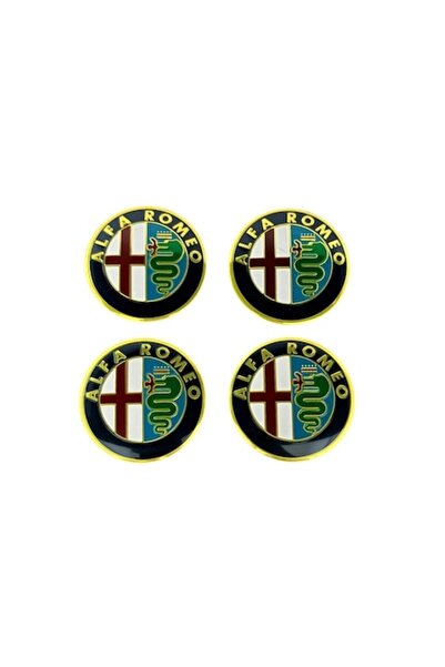 MAF Set 4 embleme stickere abtibild Alfa Romeo din tabla (aluminiu) autoadezive 56mm pentru capace roti,