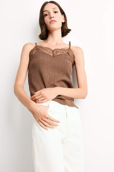 DeFacto Fitted Wrinkle Lace Undershirt G0275Ax25Sm