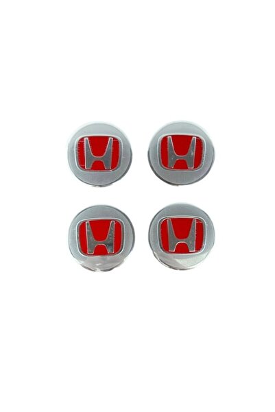 MAF Set 4 embleme stickere abtibild Honda din tabla (aluminiu) autoadezive 56mm pentru capace roti, Argi